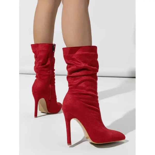 ChicStride Natural Wrinkle Pointed Toe Boots - LauBelle