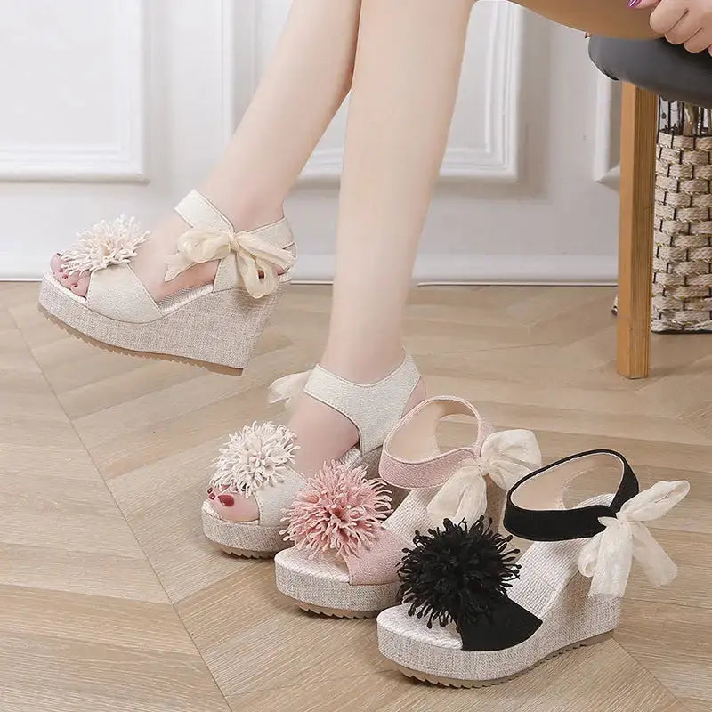 K-Style Plus Wedge Peep Toe Sandals for Women - LauBelle