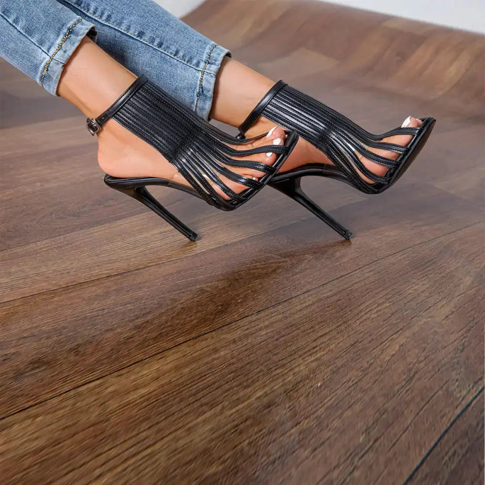 ChicStride Open Toe Glam Stiletto Heels - LauBelle