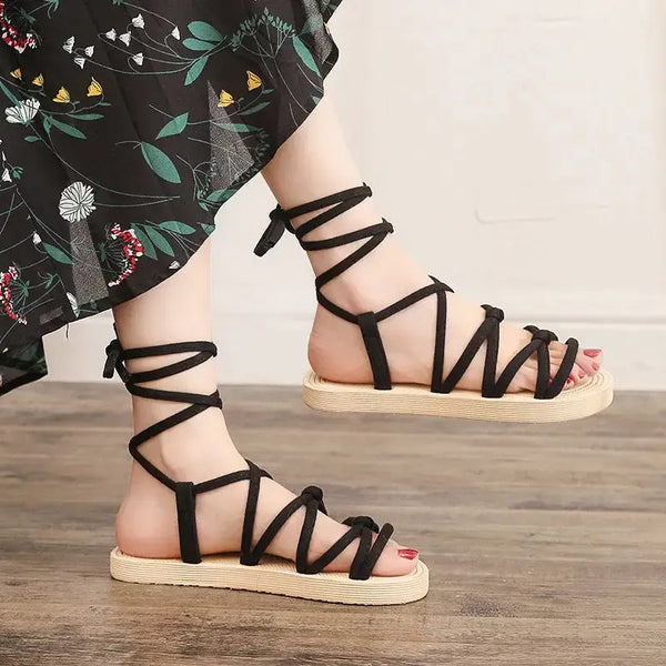 Flannel Femme Casual Flat Sandals for Women - LauBelle