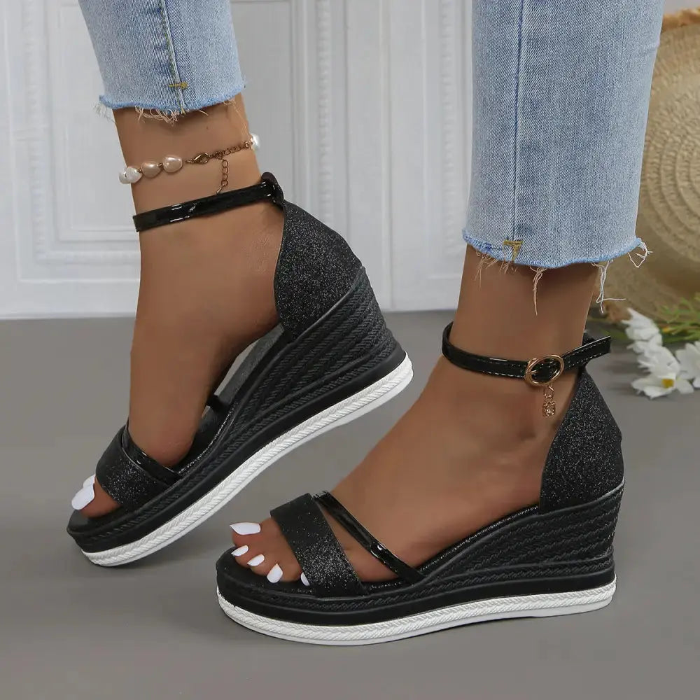 GlamStep Rhinestone Peep Toe Sandals for Women - LauBelle Brand