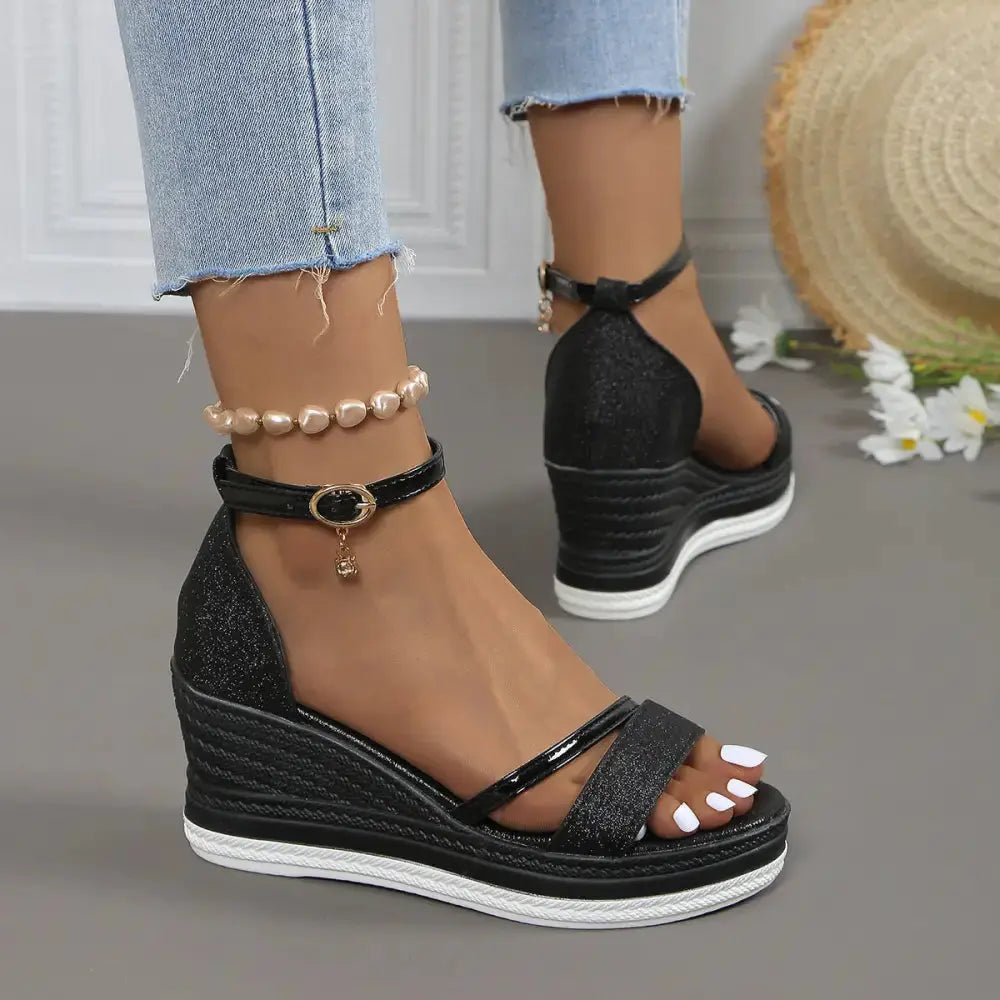 GlamStep Rhinestone Peep Toe Sandals for Women - LauBelle Brand