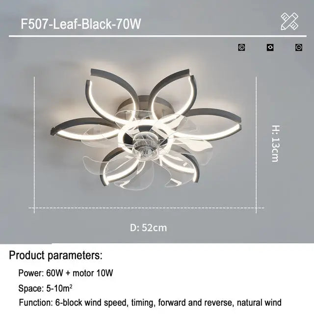Ceiling Fan with Tricolor Dimming Remote Control and 6-Speed Settings - LauBelle