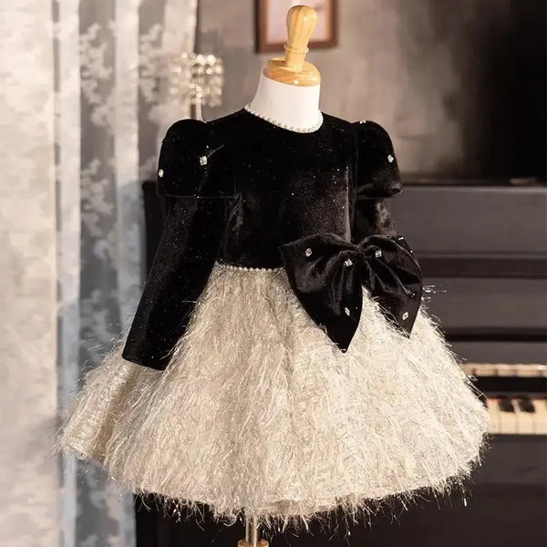 Autumn Girls Elegant Sleeve Dress for Sophisticated Comfort - LauBelle