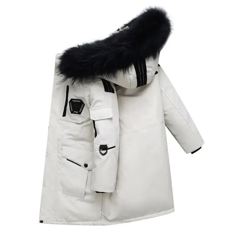 CozyBoys FurTrim Mid-Length Down Jacket with Hood - LauBelle