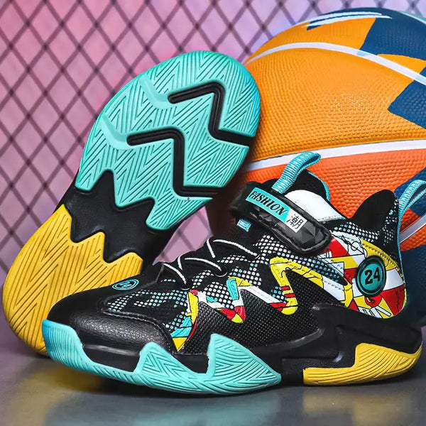 HoopPro Boys Breathable Mesh Basketball Shoes - LauBelle
