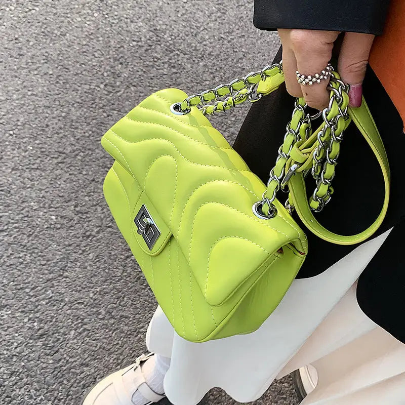 Chain Crossbody Bag with Delicate Strap and Square Design - LauBelle