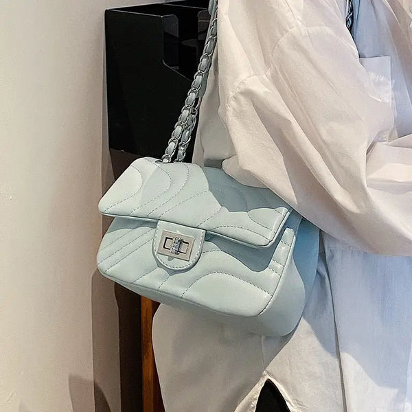 Chain Crossbody Bag with Delicate Strap and Square Design - LauBelle