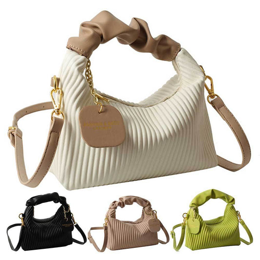Cloud Chic: Pleated PU Leather Crossbody Tote Bag - LauBelle