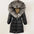 Black Down Coat with Fox Fur Trimmed Hood - LauBelle Brand