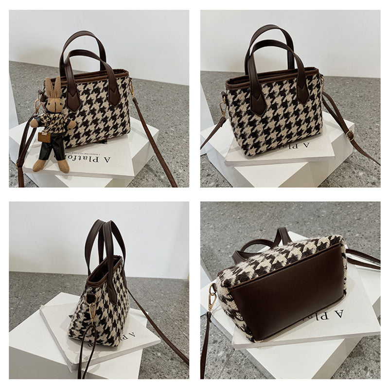 Chic Houndstooth Checkerboard Shoulder Tote for Women - LauBelle