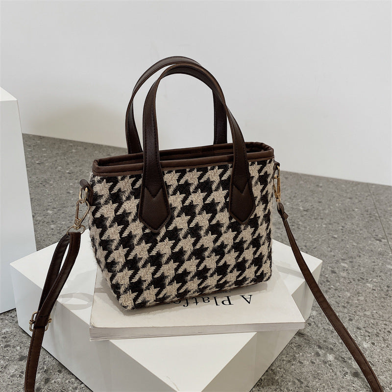 Chic Houndstooth Checkerboard Shoulder Tote for Women - LauBelle