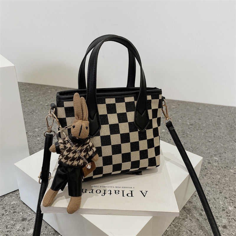 Chic Houndstooth Checkerboard Shoulder Tote for Women - LauBelle