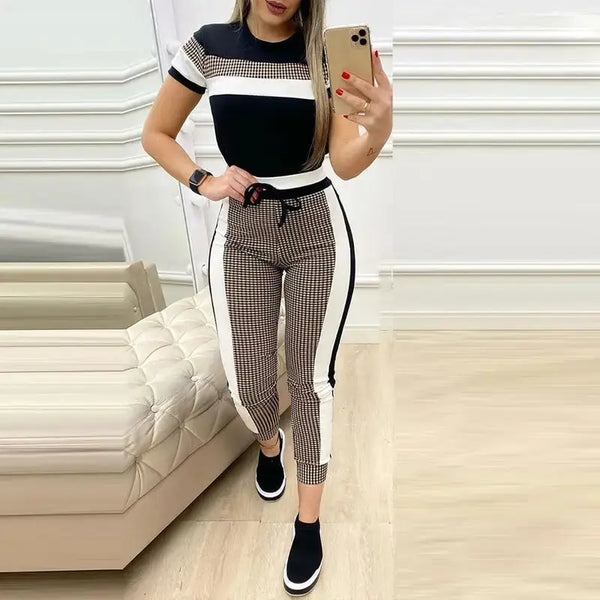 ChicDuo Fashion Set with Trendy Tops and High Waist Pants - LauBelle