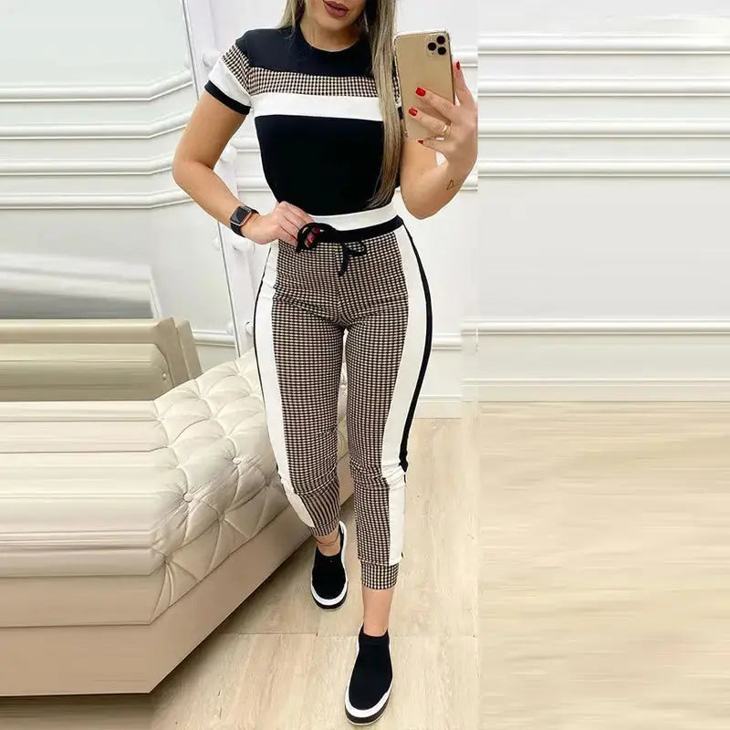 ChicDuo Fashion Set with Trendy Tops and High Waist Pants - LauBelle Brand
