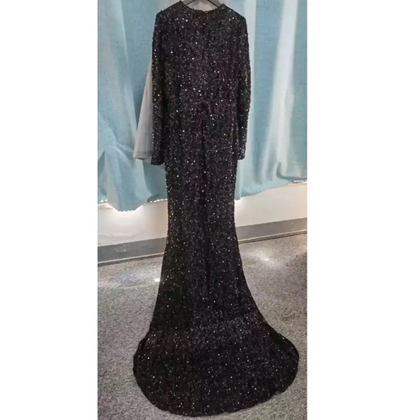 Sparkling Deep V-Neck Spaghetti Strap Night Gown - LauBelle