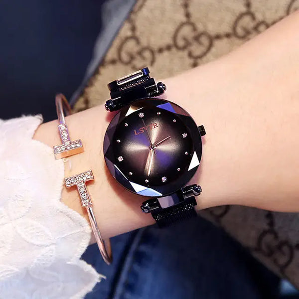 Rose Gold Diamond Ladies Watch with Starry Sky Design - LauBelle