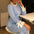 Blue Stitch Long Sleeve Top with Intricate Sleeve Detailing - LauBelle Brand