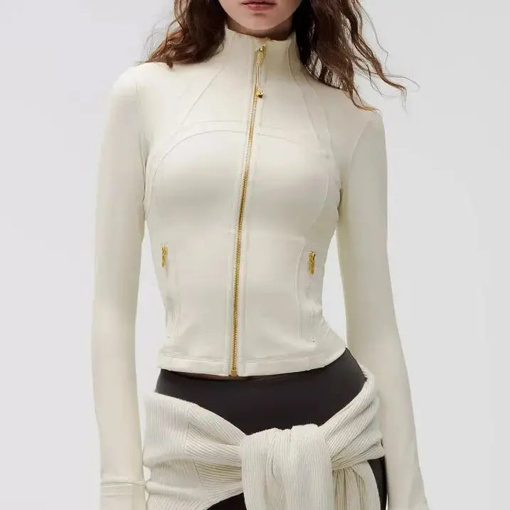 BreezyFlex Cream Versatile Reversible Slim Zip Jacket - LauBelle