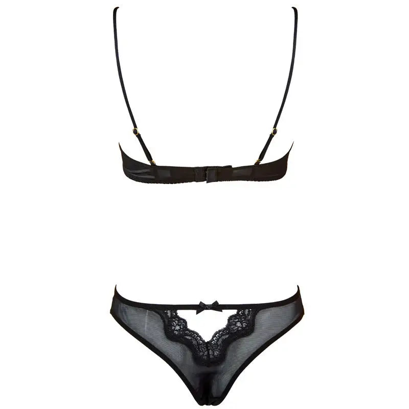 Lace Illusion Sheer Mesh Bra and Panty Set - LauBelle