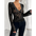 LaceFlare V Neck Tee with Lace Sleeve and Hem Detailing - LauBelle Brand