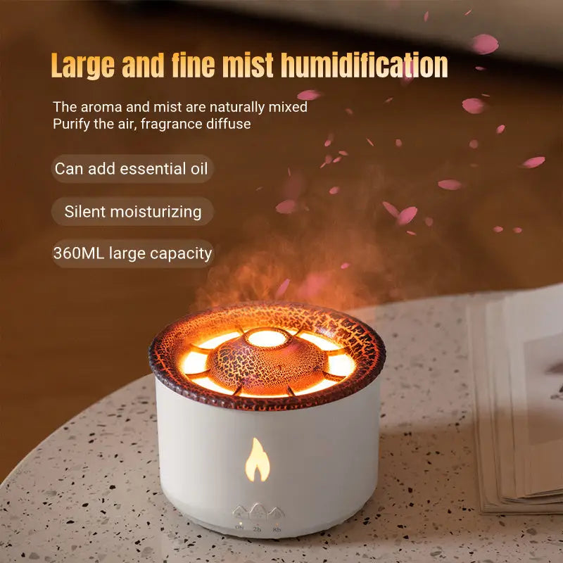 Creative Ultrasonic Essential Oil Humidifier Volcano Aromatherapy Machine Spray Jellyfish Air Flame Humidifier Diffuser - LauBelle Brand