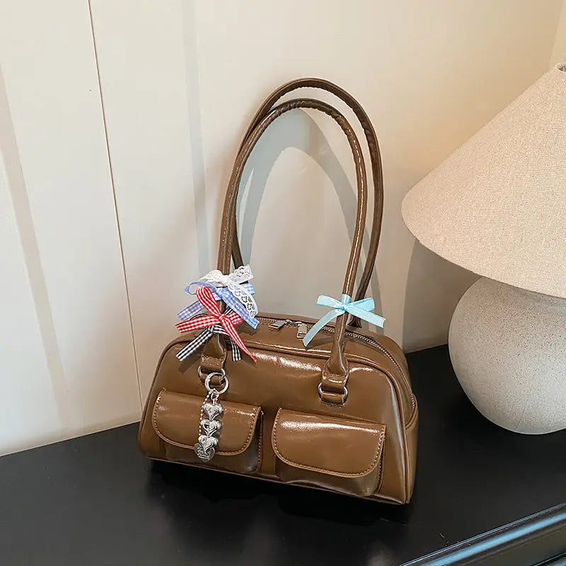 TriTone Polyester Lining: Black, Brown & Red - LauBelle