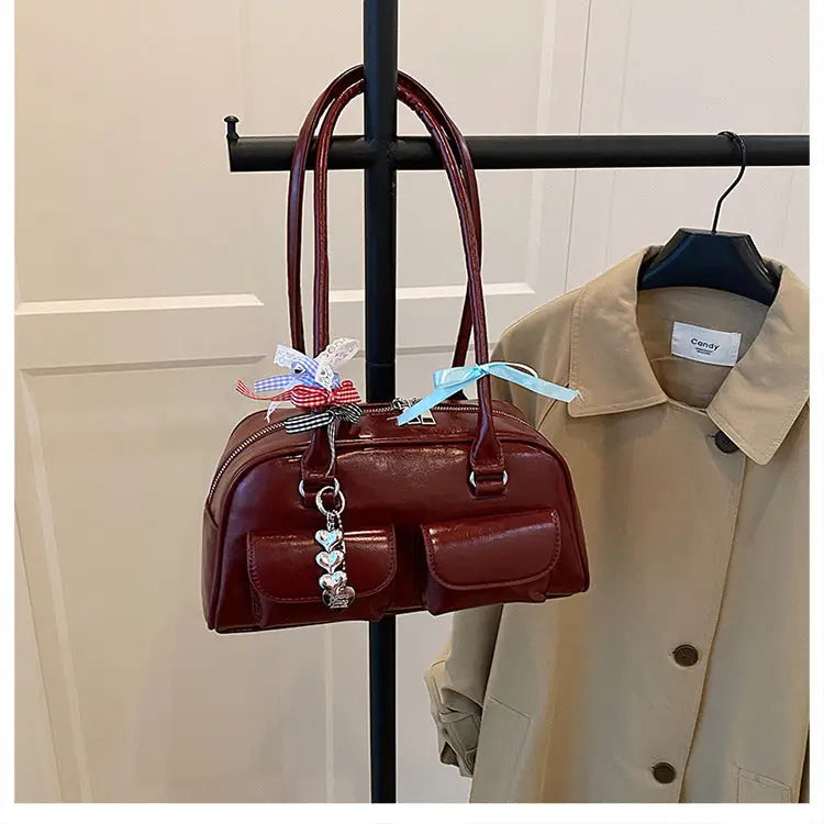 TriTone Polyester Lining: Black, Brown & Red - LauBelle