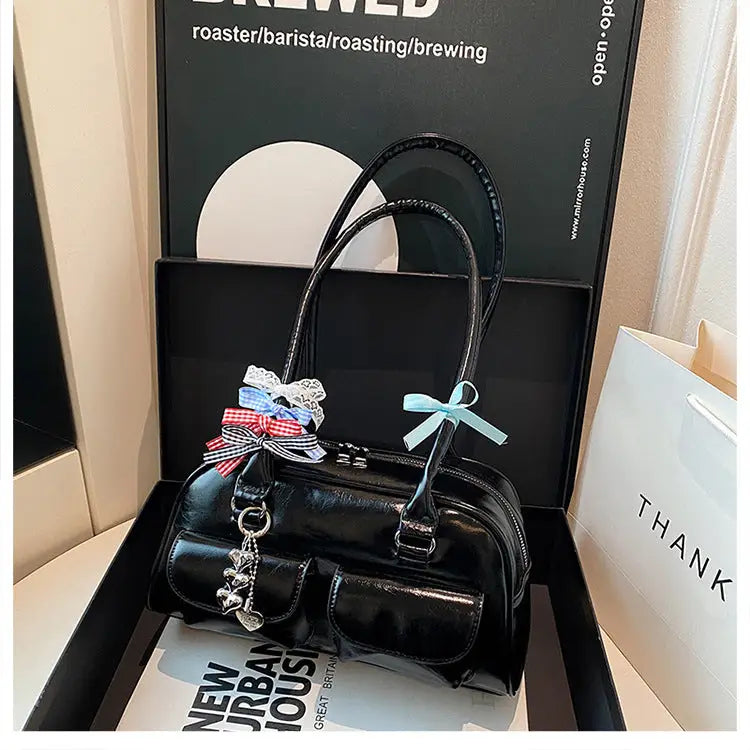 TriTone Polyester Lining: Black, Brown & Red - LauBelle