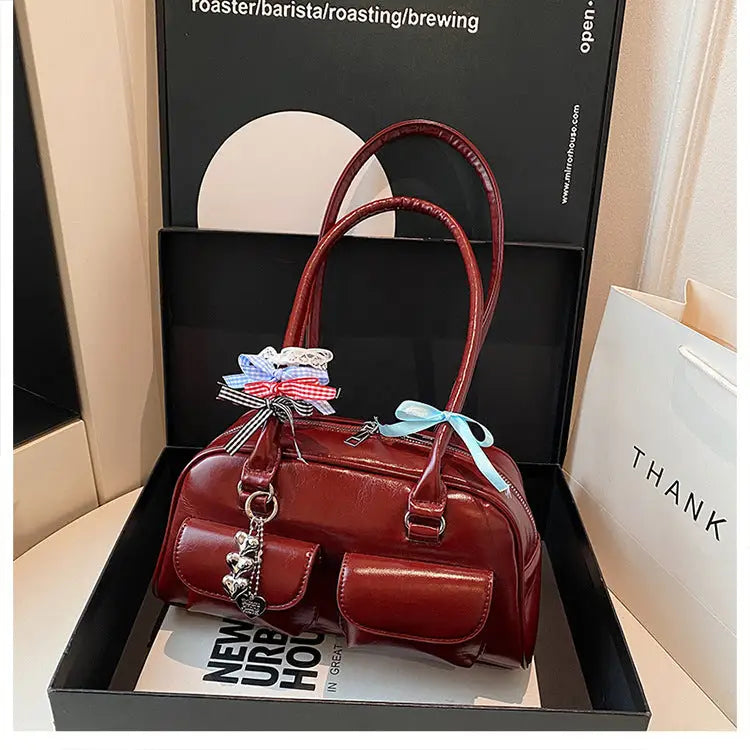 TriTone Polyester Lining: Black, Brown & Red - LauBelle