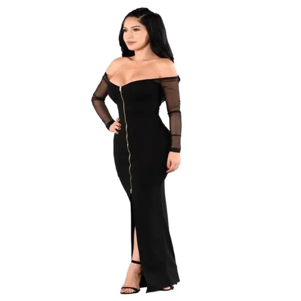 Form Fitting Zip Up Dress with Edgy Detail - LauBelle