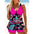 Plus Size Printed Split Swim Skirt for Women - LauBelle