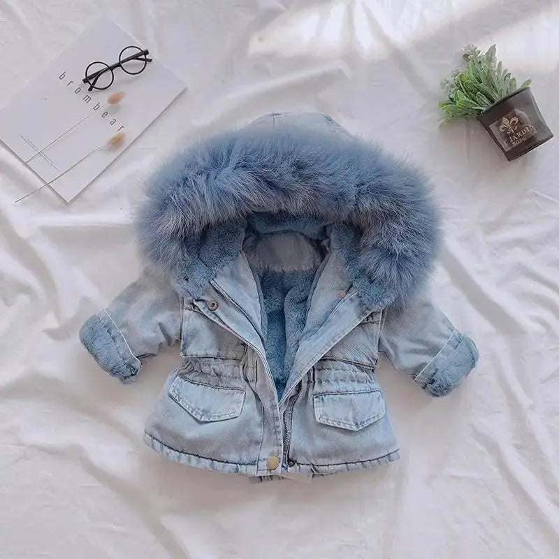 Cozy Chic Denim Velvet Jacket for Girls - LauBelle Brand