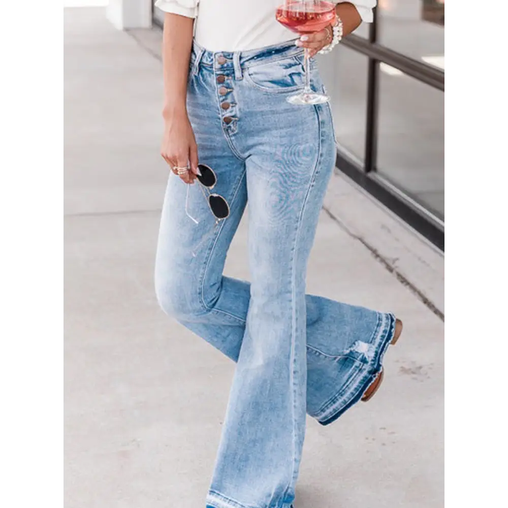 Trendy Bell-Bottom Denim Pants for Fall - LauBelle