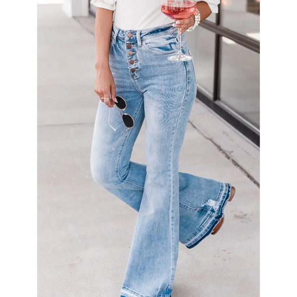 Trendy Bell-Bottom Denim Pants for Fall - LauBelle