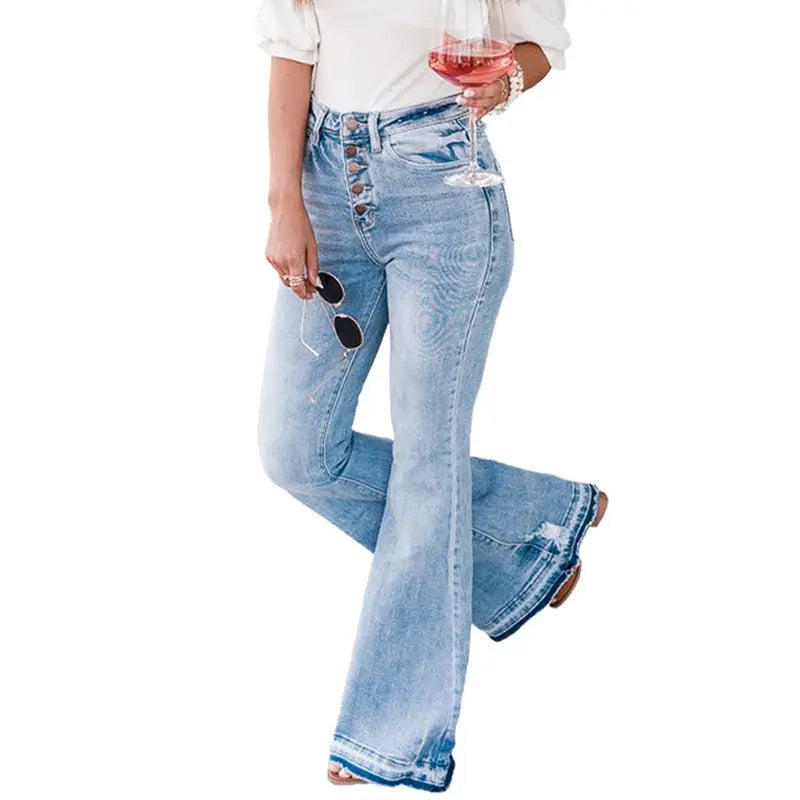 Trendy Bell-Bottom Denim Pants for Fall - LauBelle