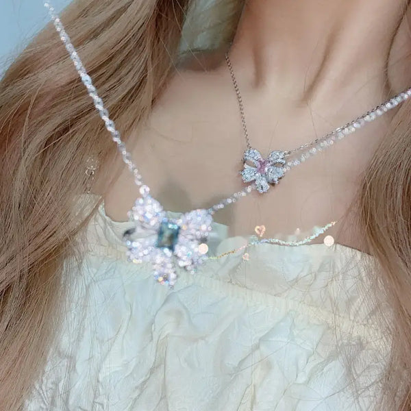 Emerald Butterfly Pendant Necklace - LauBelle