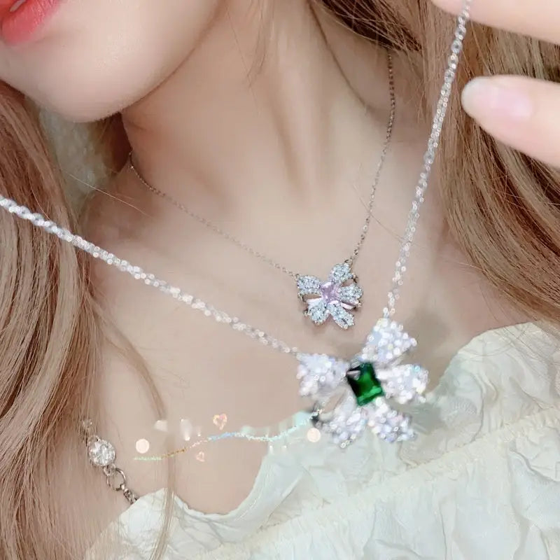 Emerald Butterfly Pendant Necklace - LauBelle