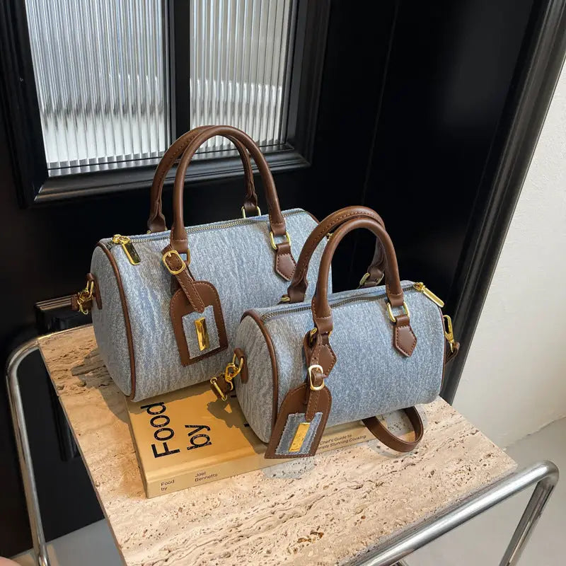 ChicRetro Womens Denim Handbag with Spacious Interior and Multiple Pockets - LauBelle