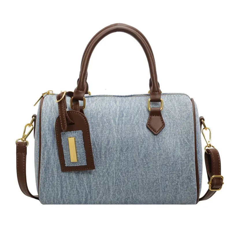 ChicRetro Womens Denim Handbag with Spacious Interior and Multiple Pockets - LauBelle