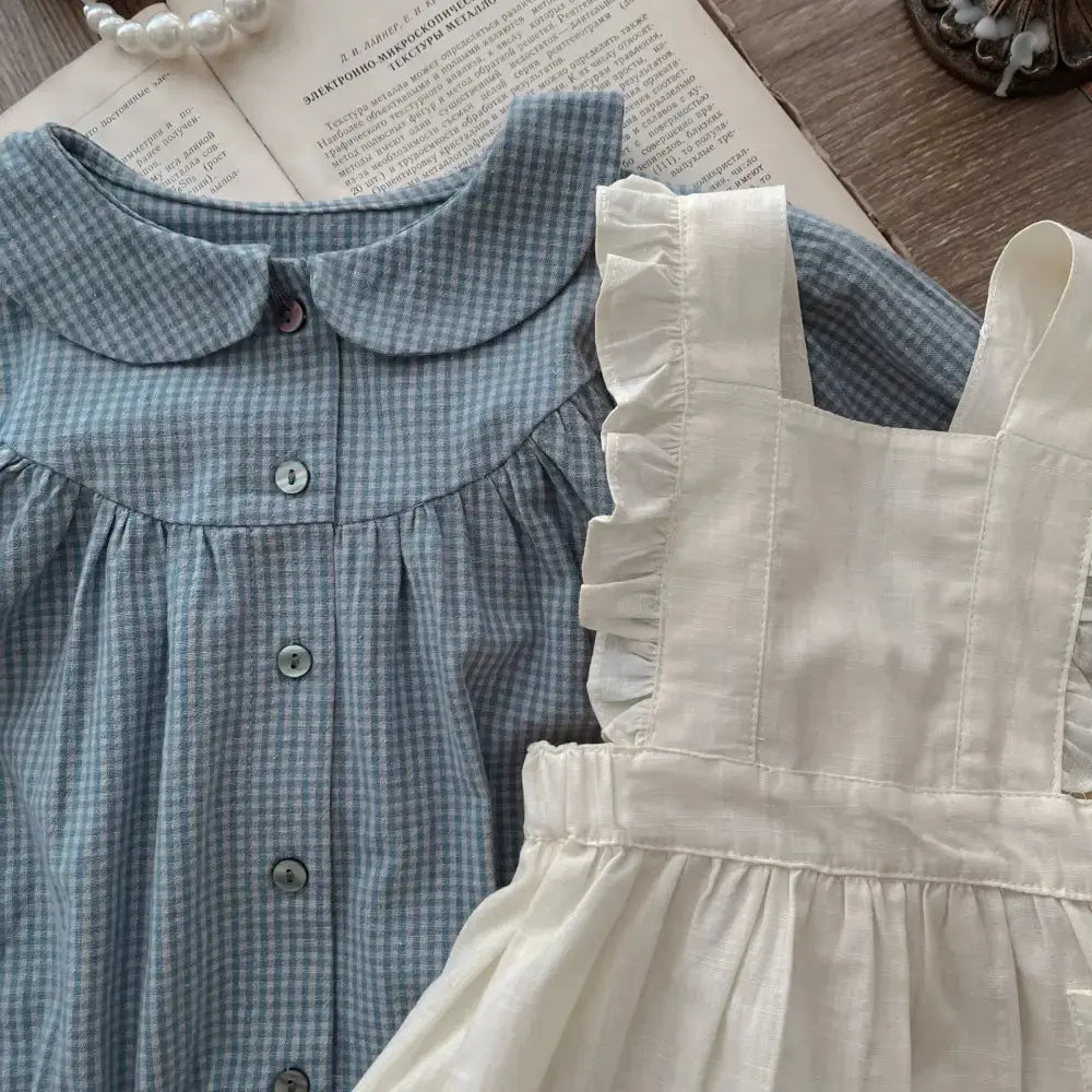 Plaid Romper Sling and Overskirt for Versatile Style - LauBelle