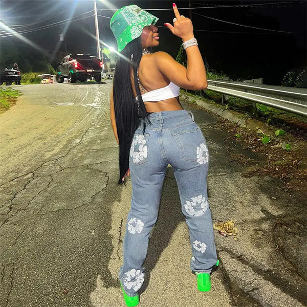 Chic Waist High Rise Straight Leg Stretch Jeans - LauBelle