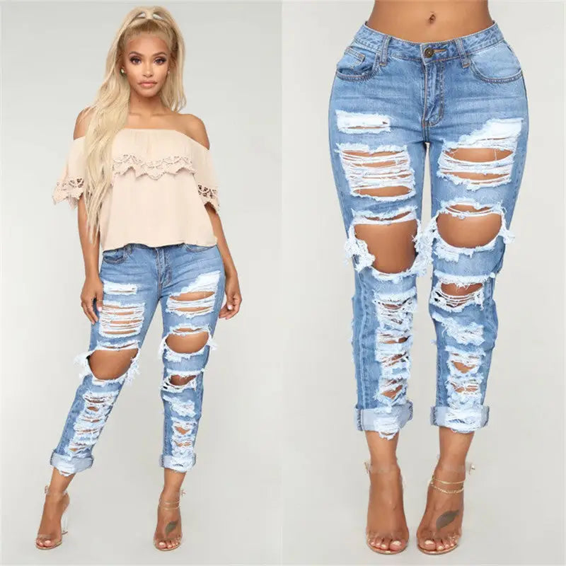 Distressed Denim Trousers for a Stylish Edgy Look - LauBelle