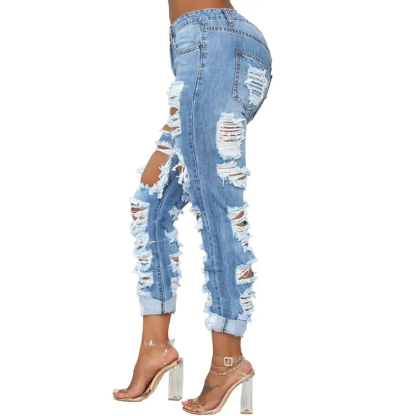 Distressed Denim Trousers for a Stylish Edgy Look - LauBelle