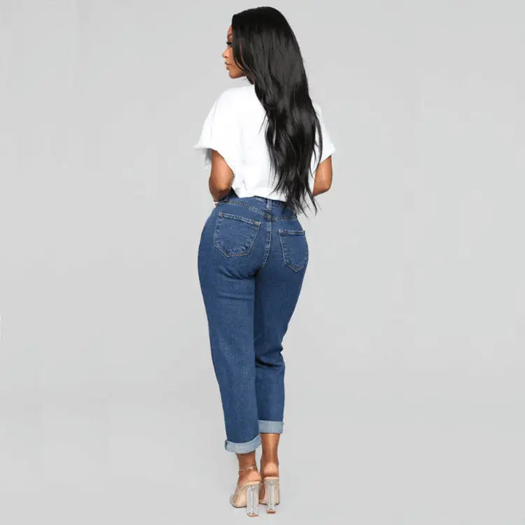 Elevate Womens High-Waist Loose Jeans with Modern Silhouette - LauBelle