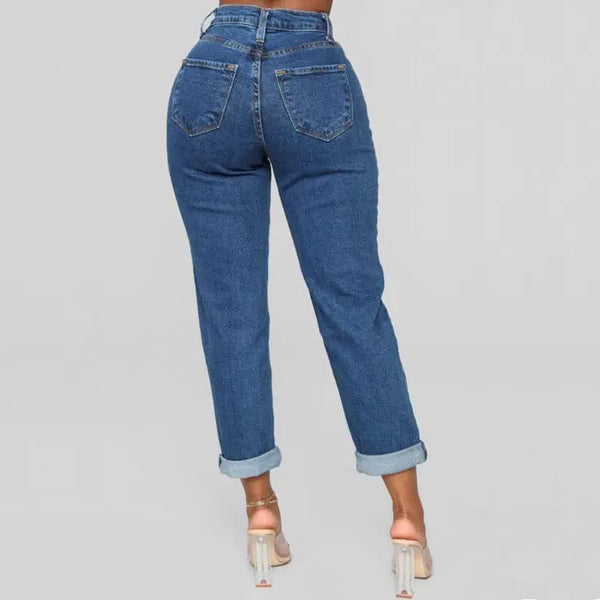 Elevate Womens High-Waist Loose Jeans with Modern Silhouette - LauBelle