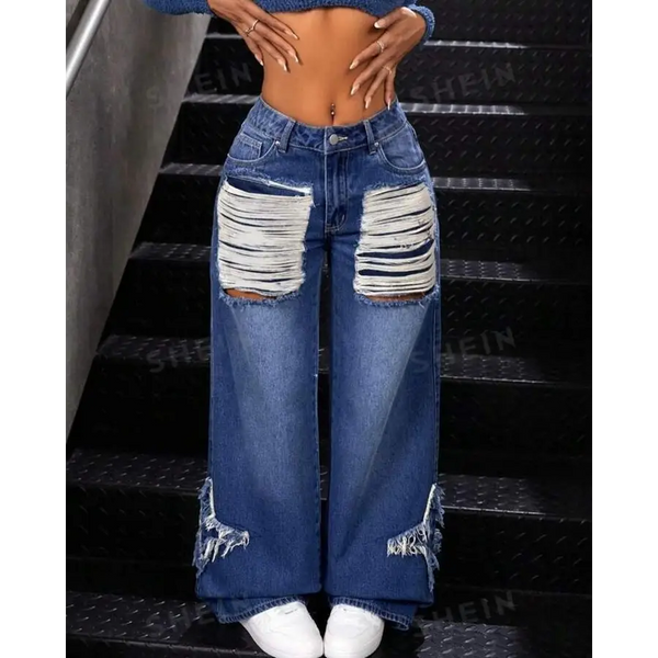 FringeX Wide Leg Stretch Denim Jeans for Women - LauBelle