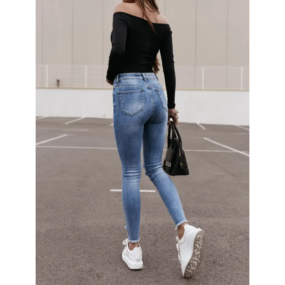 Sleek Summer Slim Denim Trousers for Women - LauBelle