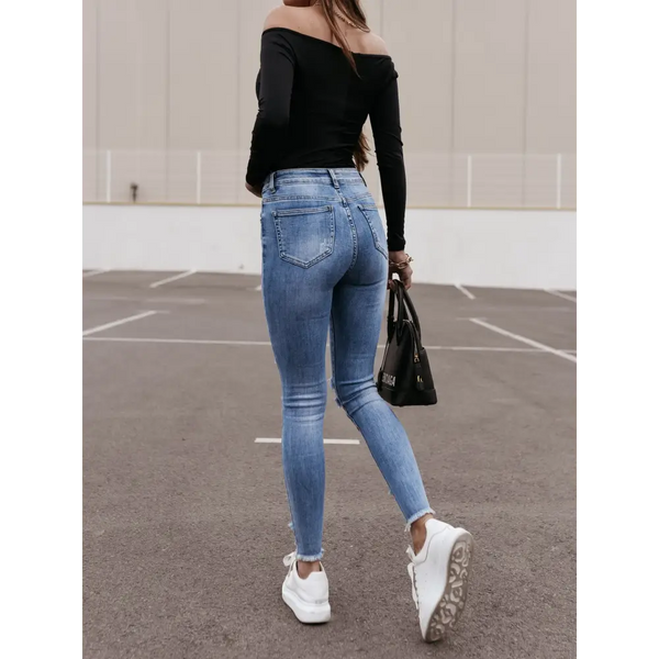 Sleek Summer Slim Denim Trousers for Women - LauBelle