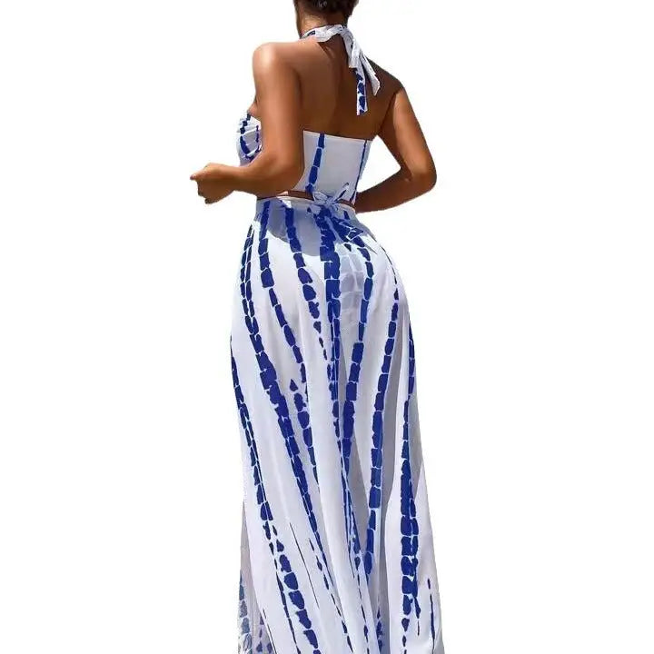 SunStrap Split Bikini and Sheer Gauze Skirt Set - LauBelle